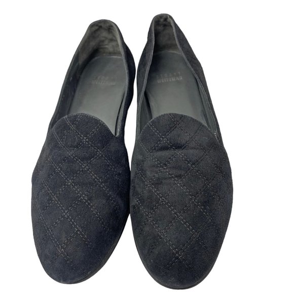 Stuart Weitzman QW00644 Black Quilted‎ Suede Smoking Flats - Picture 6 of 10